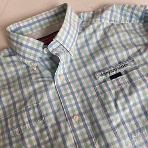 Vineyard Vines Harbor Shirt Blue Green Gingham Check Button Down Men's Size L